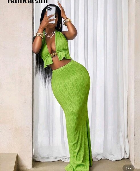 Robe longue verte élégante