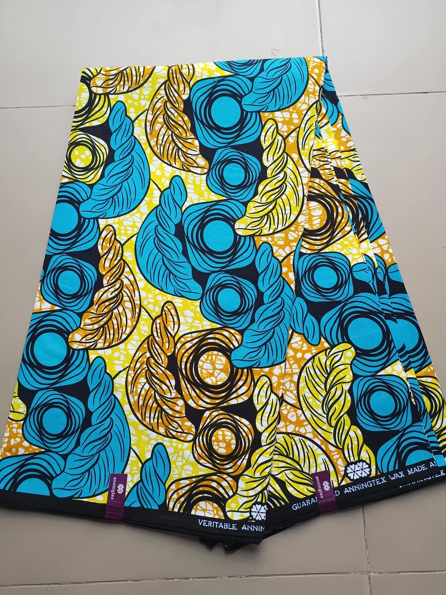 Tissu bleu jaune
