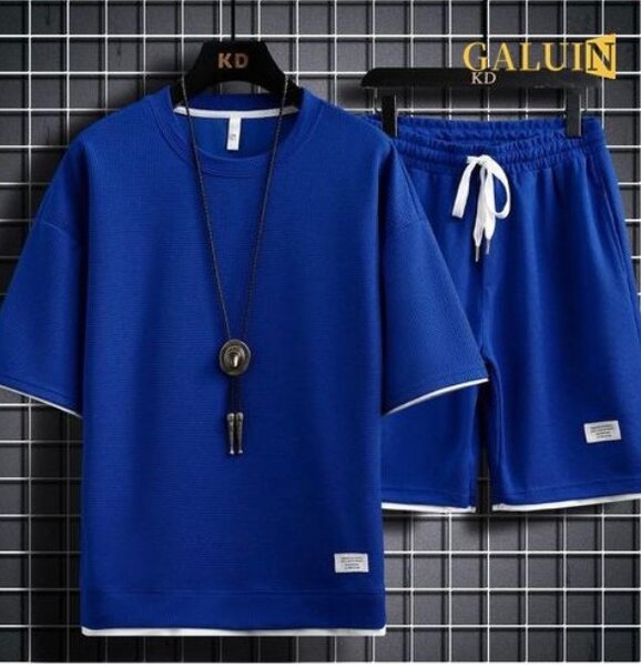 T-shirt+short-bleu