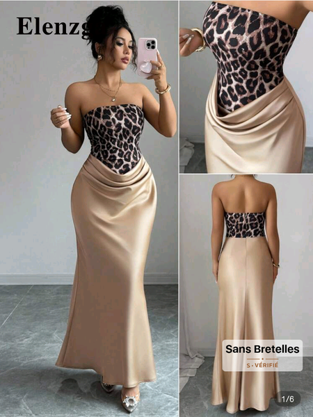 Robe Longue Léopard Sans Bretelles
