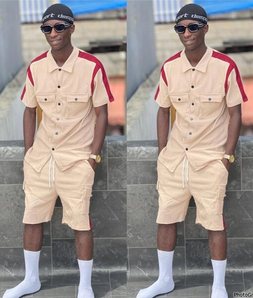 Ensemble Short Beige et Rouge Homme