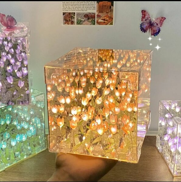 Tulip flowers night light shine light