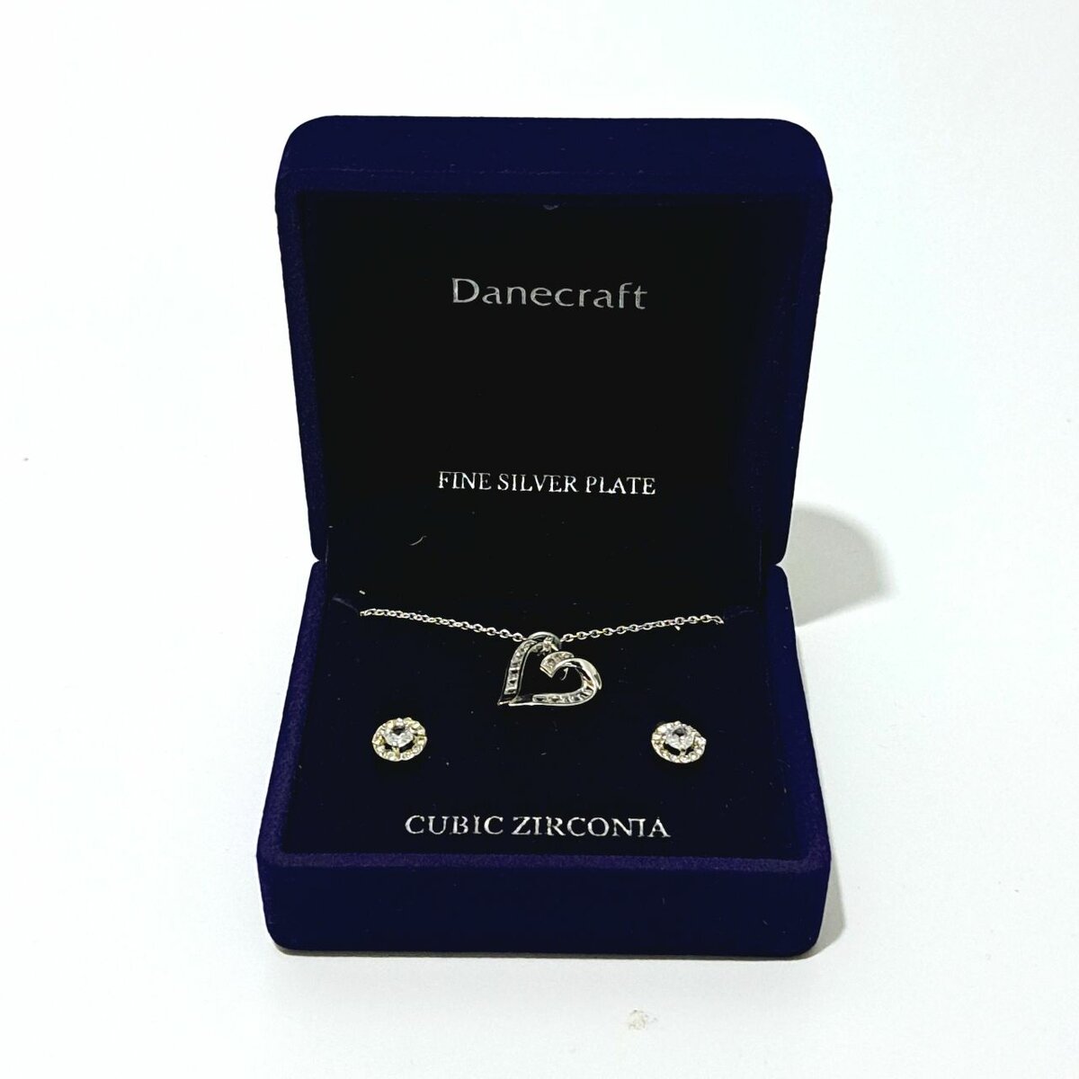 Collier et boucles cœurs argent