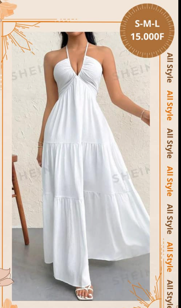 Robe longue blanche à bretelles, taille S, M, L