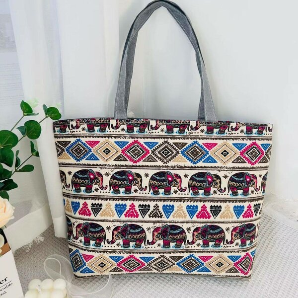 Sac cabas en toile imprimée