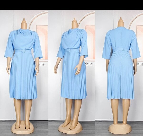 Robe plissée élégante ceinturée