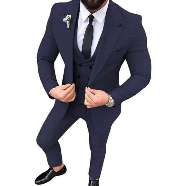 Men's three-piece suit, color navy blue