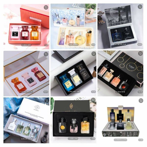 Three in one set perfume fragrance and four in one nice scen