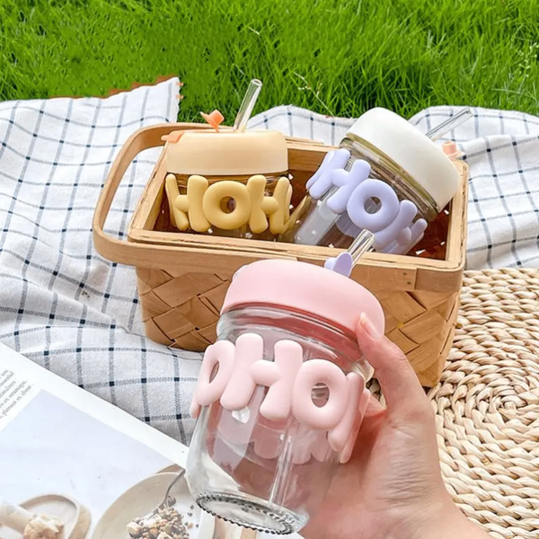 Mignon Bocal en Verre avec Paille