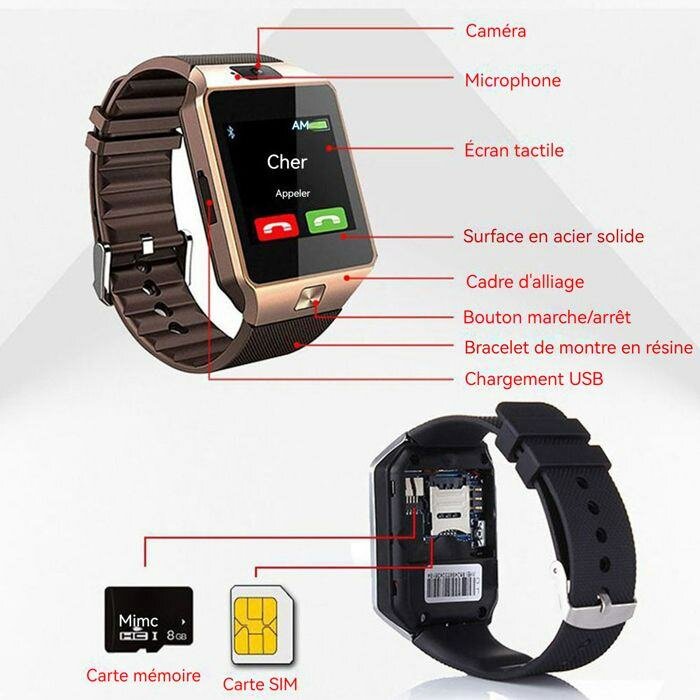 Montre intelligente connectée à puce