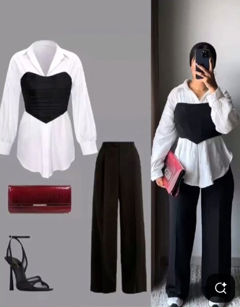 Chemisier Blanc avec Corset Noir