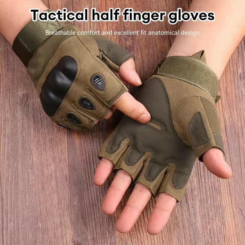Gants demi-doigt pour hommes, gants de protection en plein a