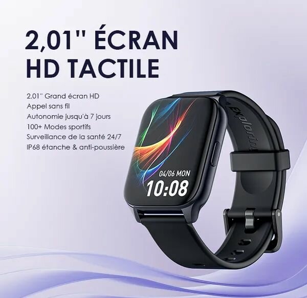 oraimo Watch 4 Plus 2.01 HD IP68 Montre intelligente