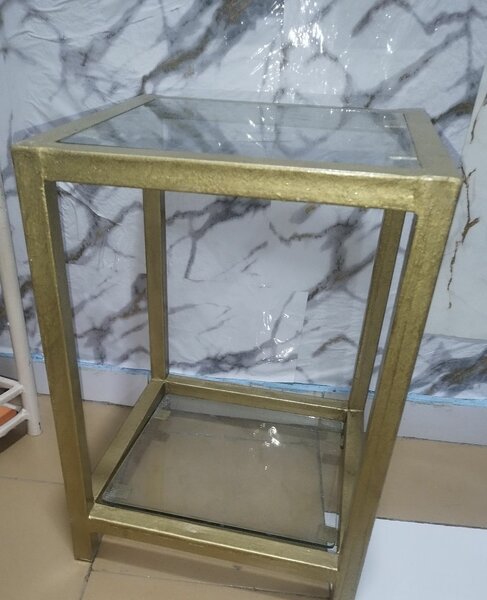 Table Basse en Verre Doré