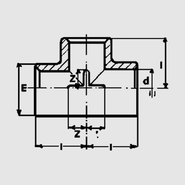 Тройник 90° ПВХ d50 PN16