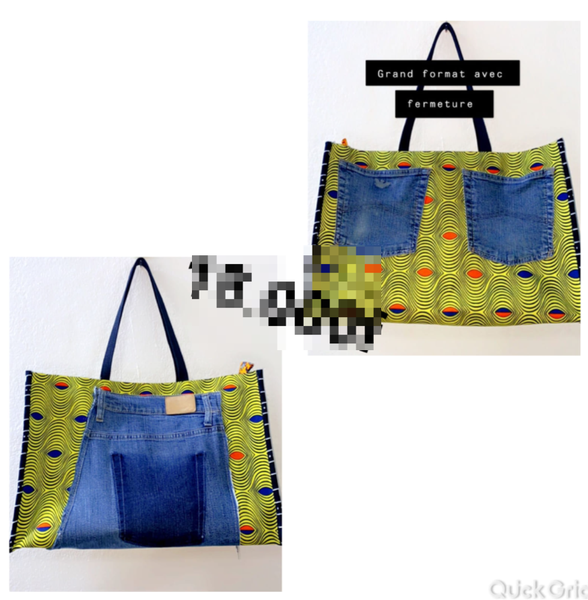 Sac shopping porté épaule avec imprimé patchwork