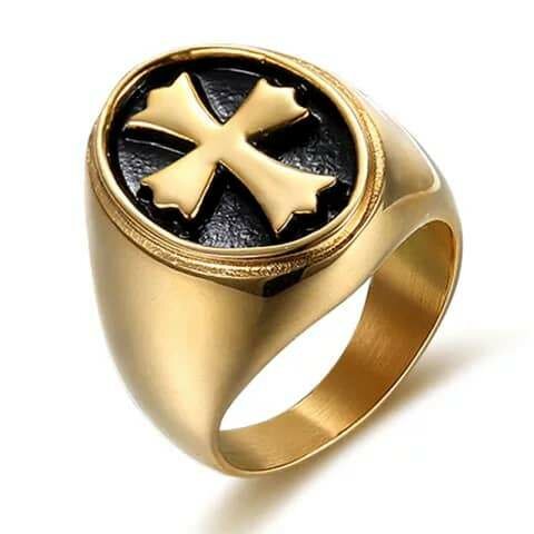 Bague homme croix or plaqué