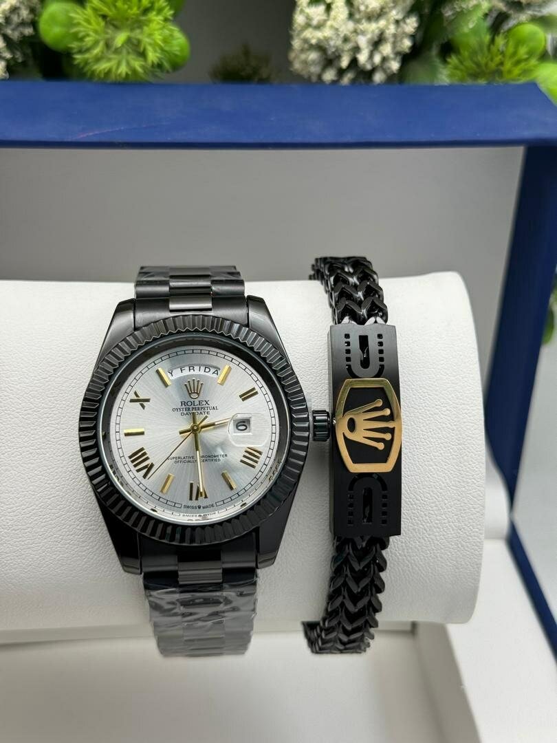 Rolex chain watch with bracelet set