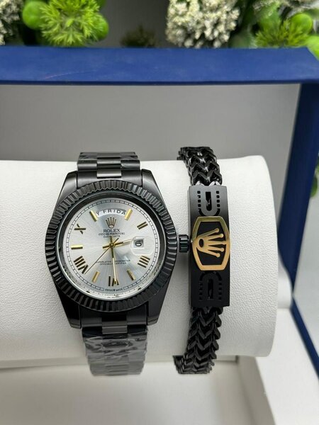 Rolex chain watch with bracelet set