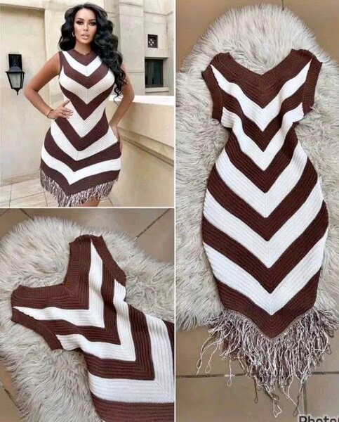 Robe en tricot à franges
