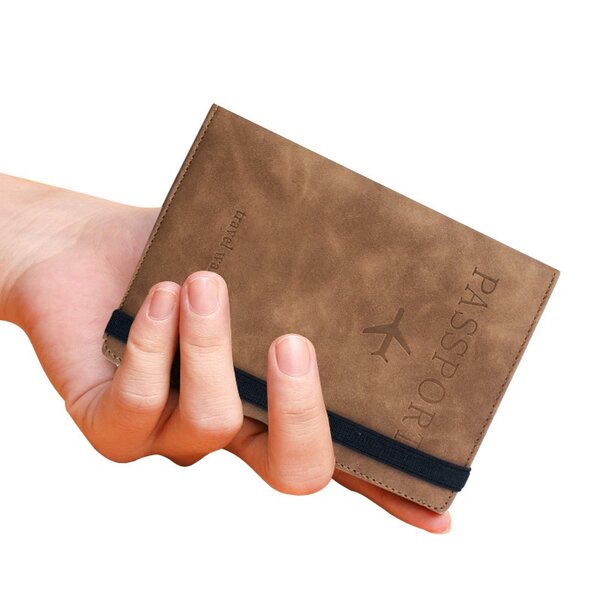 Etui passeport cuir PU Marron