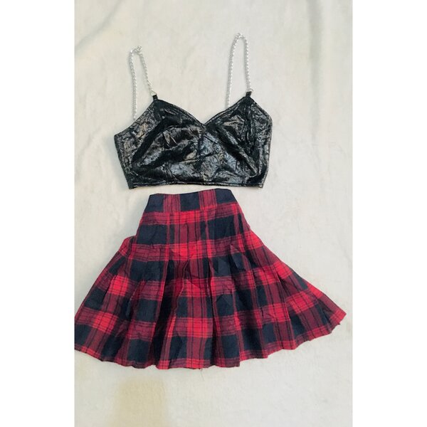 High school skirt with crop top