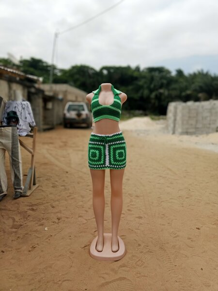 Set de plage crochet vert