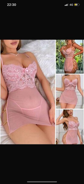 Sexy Pink Lace Babydoll