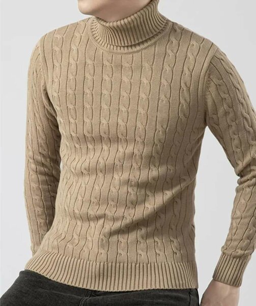 Pull col roulé torsadé homme