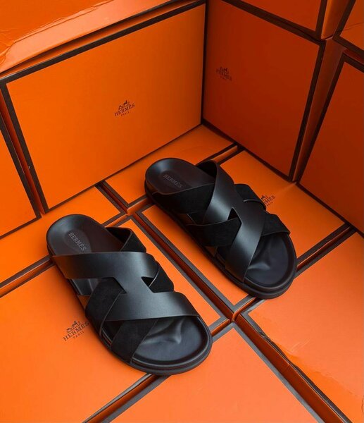 Sandales en cuir croisé homme