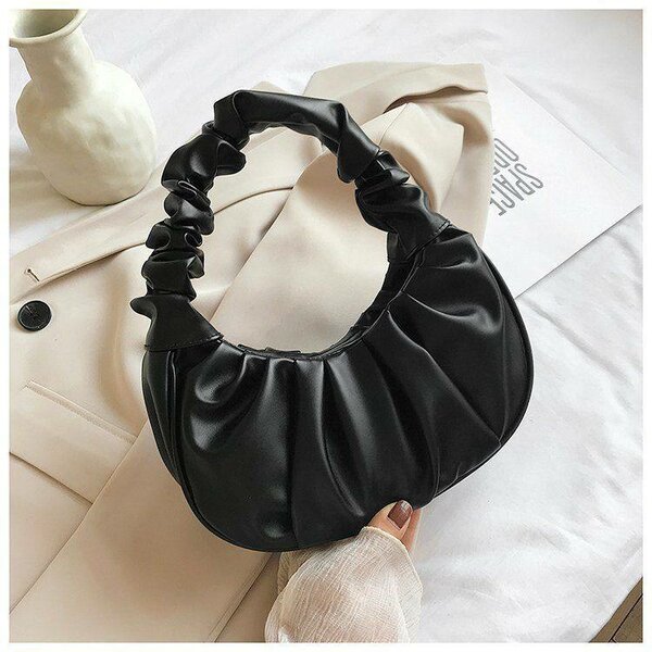 Sac à main plissé noir