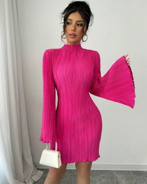Bell Sleeve Pleated Dress
