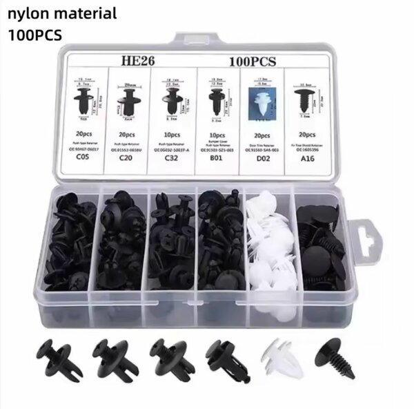 100 pcs fixation automobile en plastique