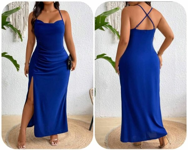 Shein Draped Ruched Split Dres