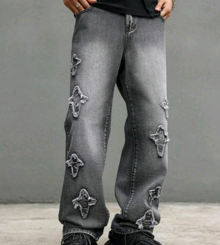 Jean large gris stylé