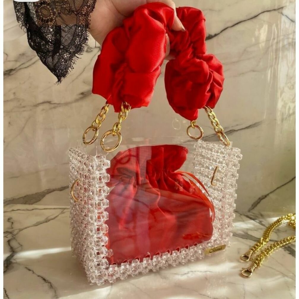 Sac Transparent à Perles Élégant