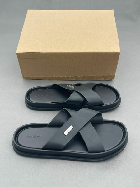Sandales croisées noires homme