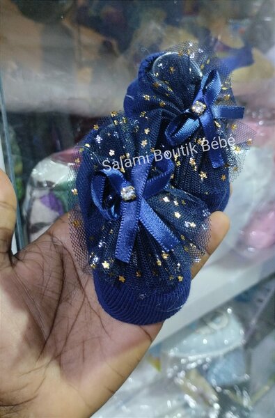 Chaussons bleu pour bébé fille