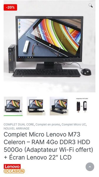 Ordinateur de bureau complet lenovo