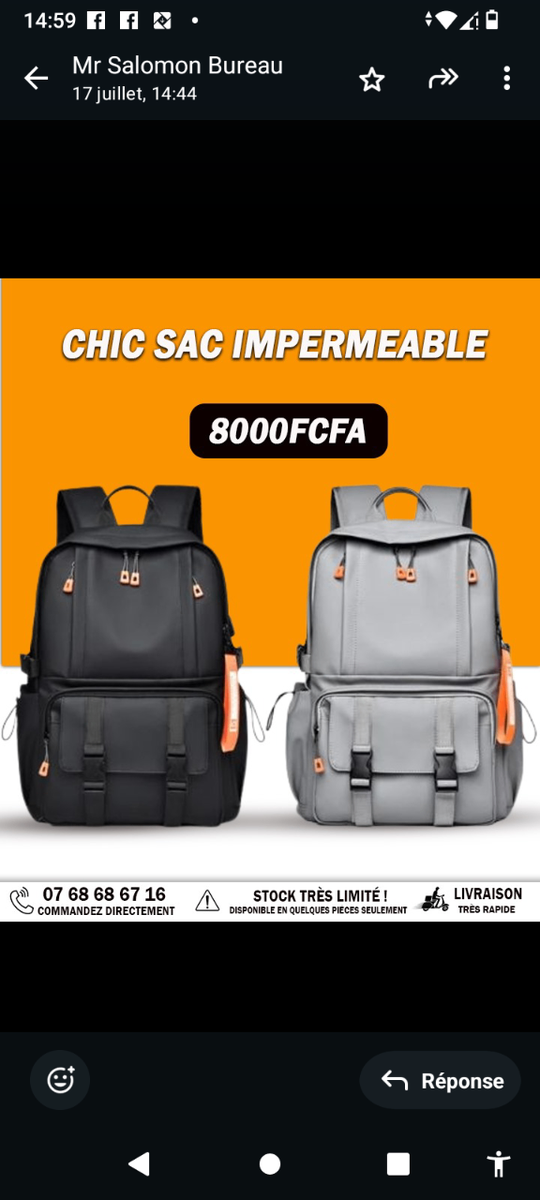 Sac à Dos Imperméable Chic
