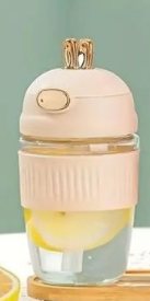 Portable Bunny Ear Flip Top Straw Glass Tumbler with Silicone Sleeve