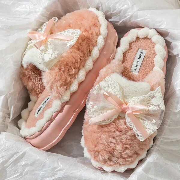 Winter bowtie slippers for womans