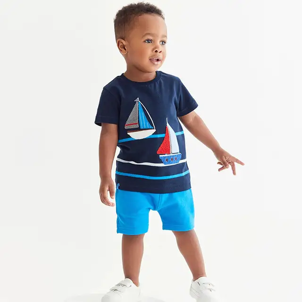Tenue petite garçon bleu bateaux