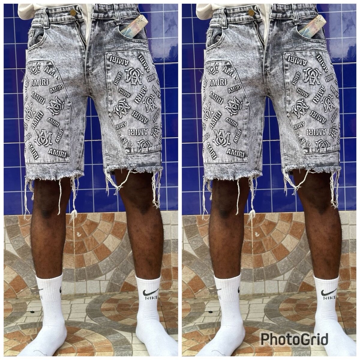 Shorts en jean imprimé style street