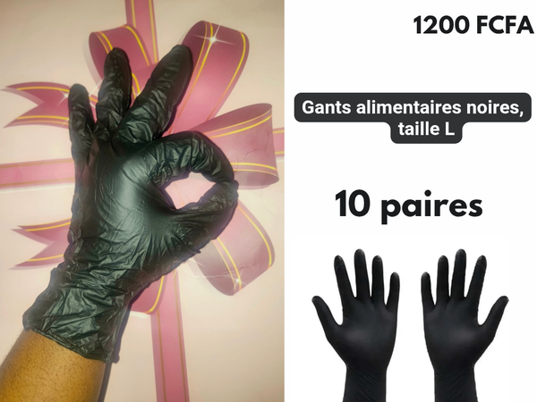 Gants alimentaires noirs L