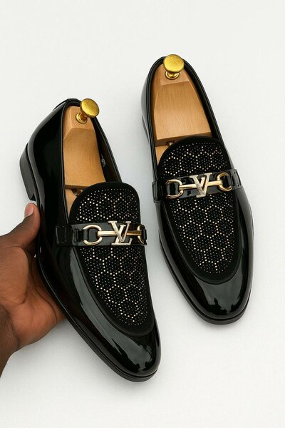 Mocassins en cuir verni homme