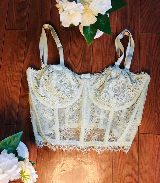 Mint green lace corset top
