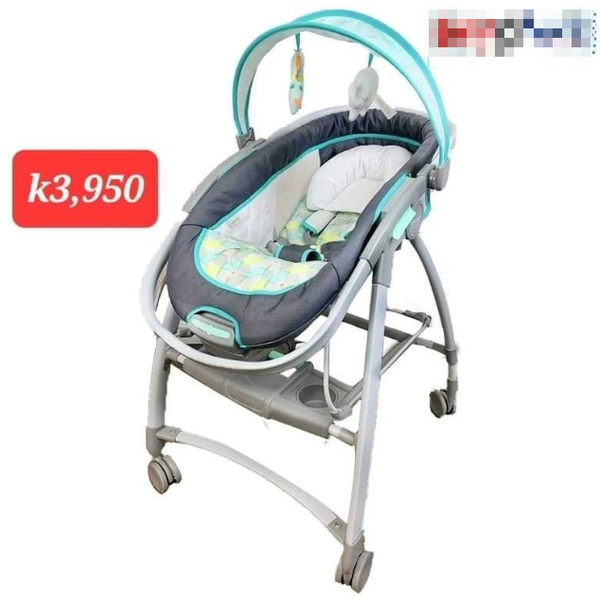 grey-blue crib