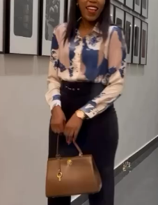 Blush satin blouse