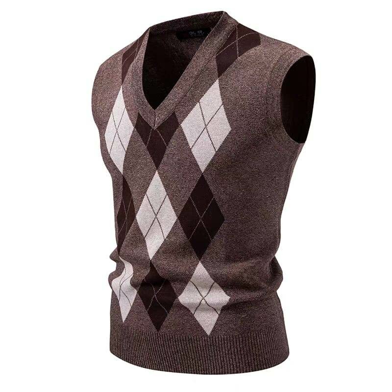 Pull sans manches à losanges